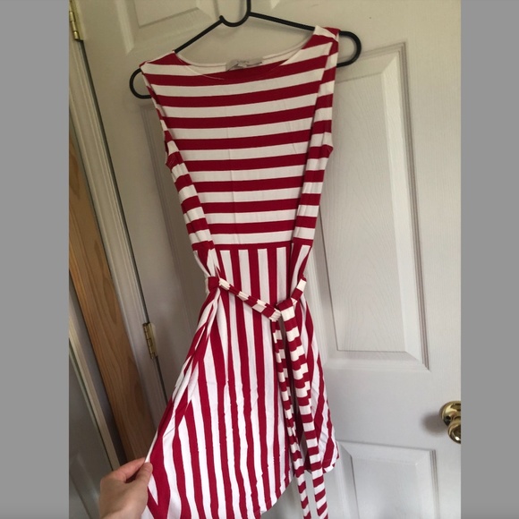 LOFT, Red & White Striped Summer Dress, Lightweight, Size 0 - Picture 1 of 5